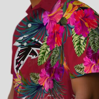 Red Atlanta Falcons Hawaiian Shirt with Floral Polynesian Print
