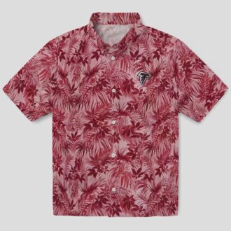 Red Atlanta Falcons Hawaiian Shirt with Tropical Leafy Design for Football Fans