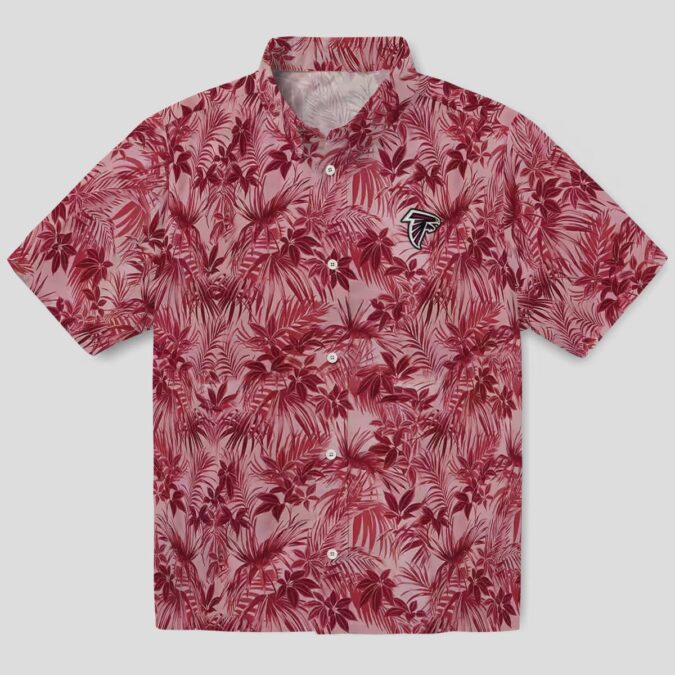 Red Atlanta Falcons Hawaiian Shirt with Tropical Leafy Design for Football Fans