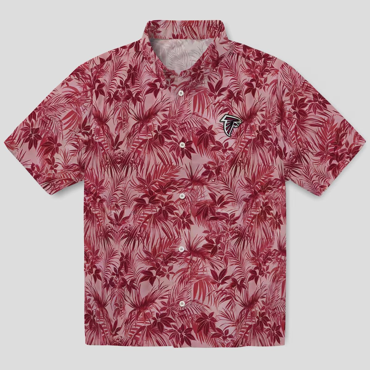 Red Atlanta Falcons Hawaiian Shirt with Tropical Leafy Design for Football Fans