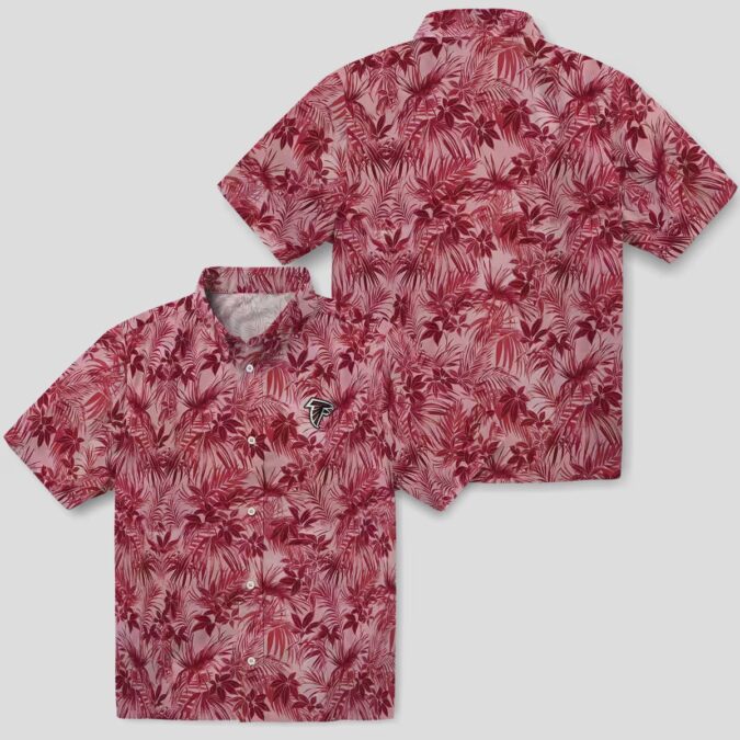 Red Atlanta Falcons Hawaiian Shirt with Tropical Leafy Design for Football Fans