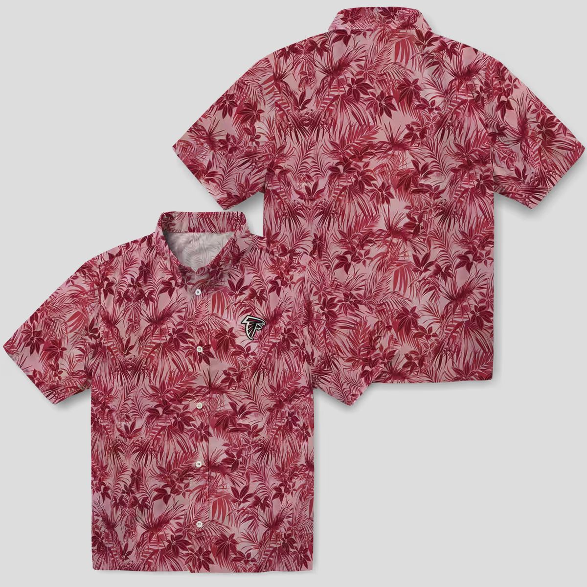 Red Atlanta Falcons Hawaiian Shirt with Tropical Leafy Design for Football Fans