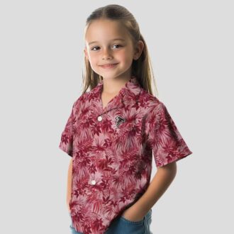 Red Atlanta Falcons Hawaiian Shirt with Tropical Leafy Design for Football Fans