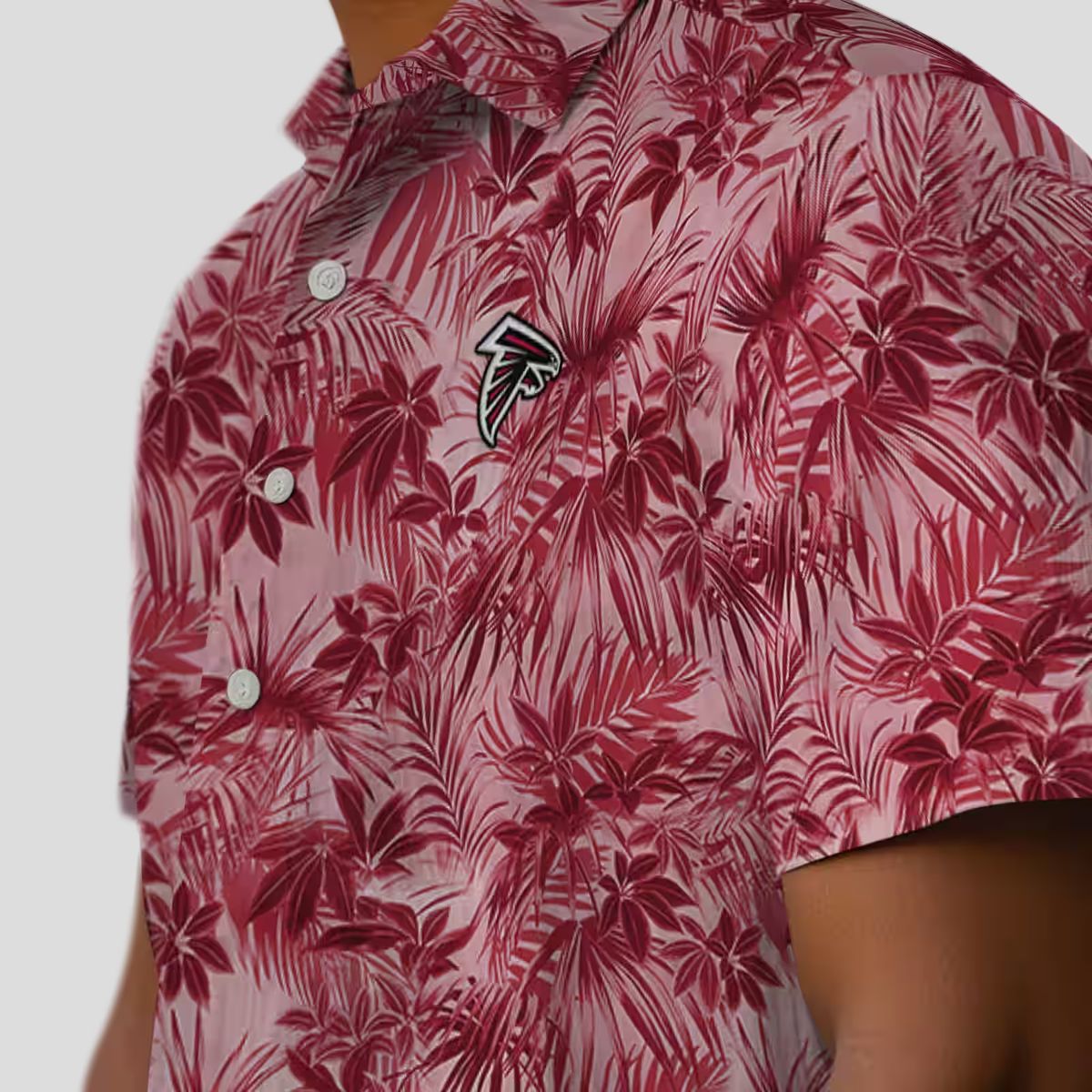 Red Atlanta Falcons Hawaiian Shirt with Tropical Leafy Design for Football Fans