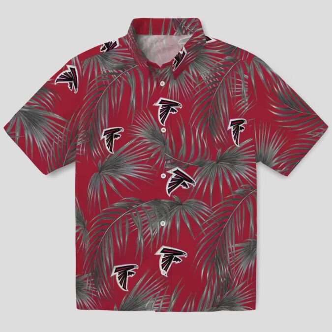Red Atlanta Falcons Leafy Palms Hawaiian Shirt for Fans, NFL Aloha Summer Shirt