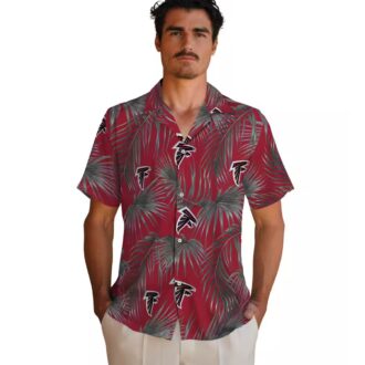 Red Atlanta Falcons Leafy Palms Hawaiian Shirt for Fans, NFL Aloha Summer Shirt