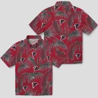 Red Atlanta Falcons Leafy Palms Hawaiian Shirt for Fans, NFL Aloha Summer Shirt