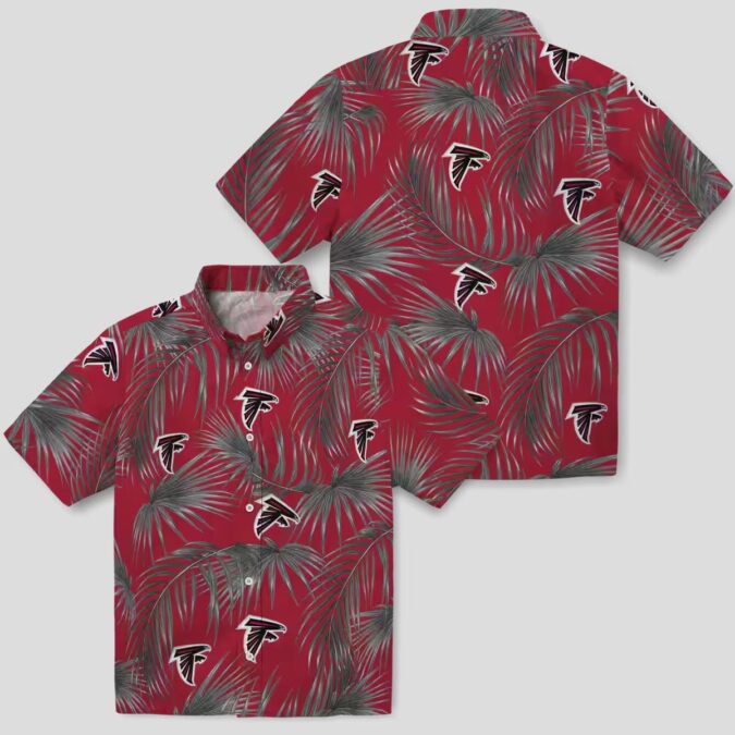 Red Atlanta Falcons Leafy Palms Hawaiian Shirt for Fans, NFL Aloha Summer Shirt