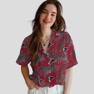 Red Atlanta Falcons Leafy Palms Hawaiian Shirt for Fans, NFL Aloha Summer Shirt
