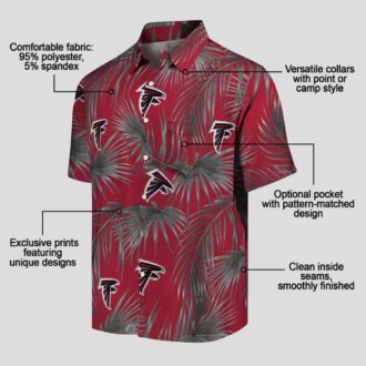 Red Atlanta Falcons Leafy Palms Hawaiian Shirt for Fans, NFL Aloha Summer Shirt
