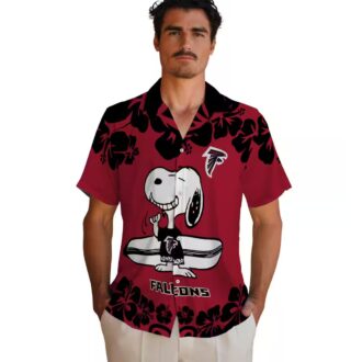 Snoopy Surf Atlanta Falcons Hawaiian Shirt, Red and White NFL Fan Apparel for Summer