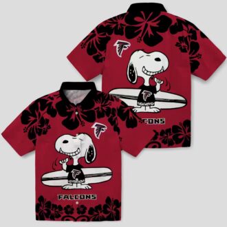 Snoopy Surf Atlanta Falcons Hawaiian Shirt, Red and White NFL Fan Apparel for Summer