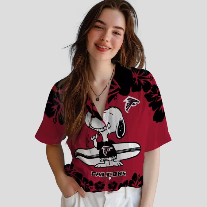 Snoopy Surf Atlanta Falcons Hawaiian Shirt, Red and White NFL Fan Apparel for Summer