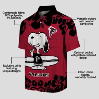 Snoopy Surf Atlanta Falcons Hawaiian Shirt, Red and White NFL Fan Apparel for Summer