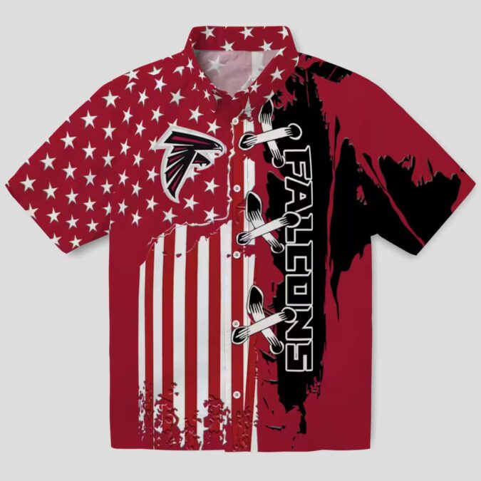 Stitched Flag Red Atlanta Falcons Hawaiian Shirt for Beach and Travel