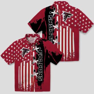 Stitched Flag Red Atlanta Falcons Hawaiian Shirt for Beach and Travel