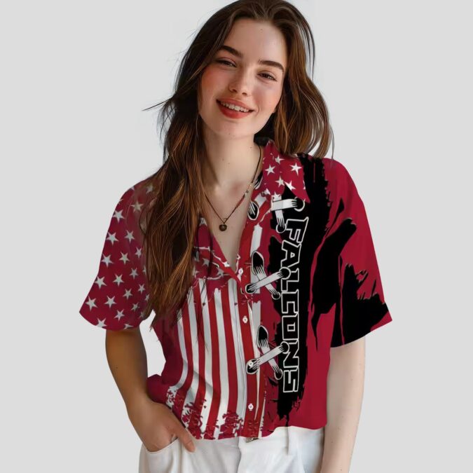 Stitched Flag Red Atlanta Falcons Hawaiian Shirt for Beach and Travel
