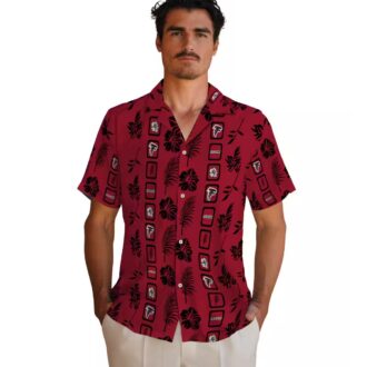 Tropical Atlanta Falcons Framed Floral Shirt, Red Hawaiian Shirt for NFL Fans