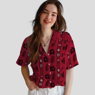 Tropical Atlanta Falcons Framed Floral Shirt, Red Hawaiian Shirt for NFL Fans