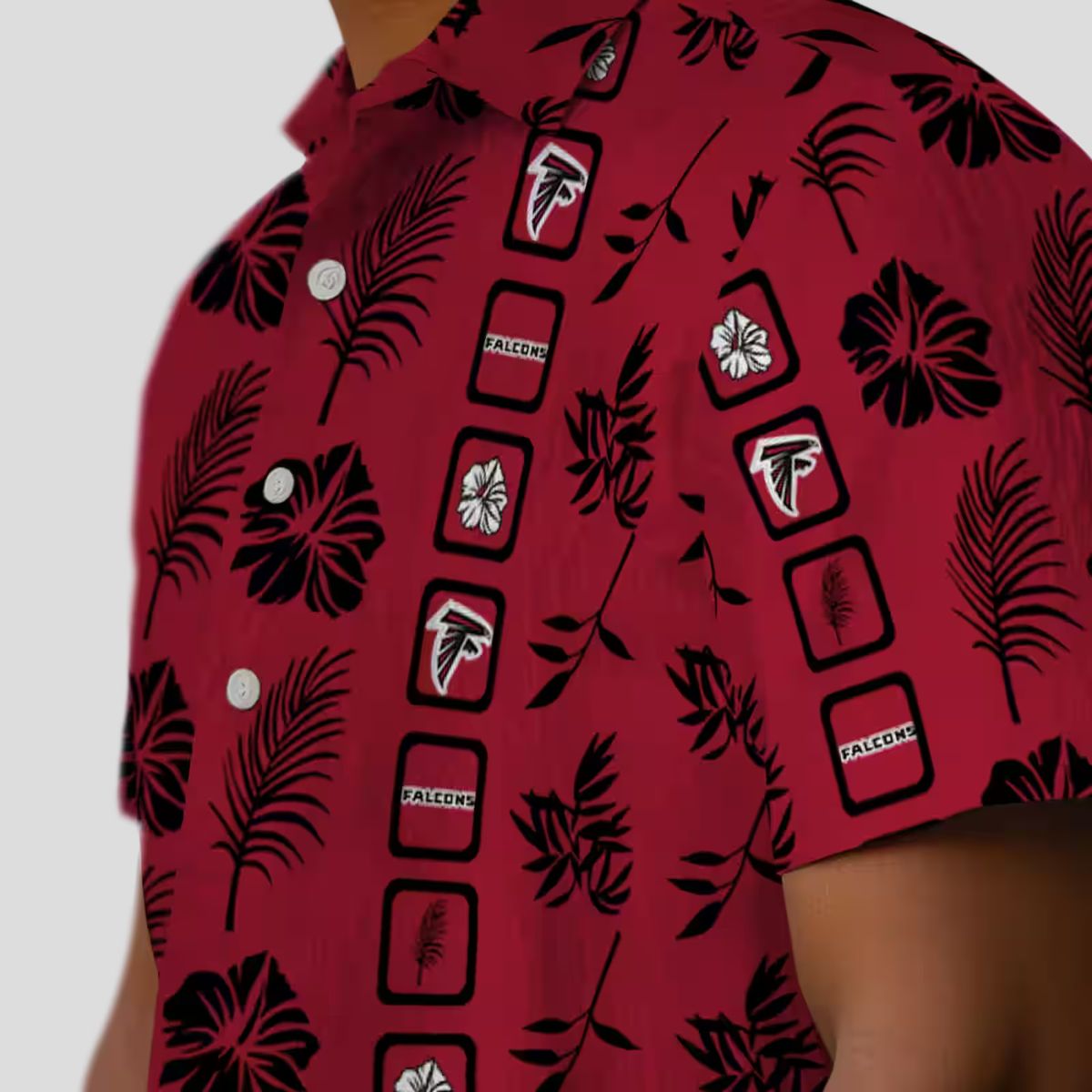 Tropical Atlanta Falcons Framed Floral Shirt, Red Hawaiian Shirt for NFL Fans
