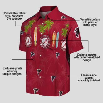 Tropical Atlanta Falcons Surfboard Hawaiian Shirt for Men - Red Palm Design