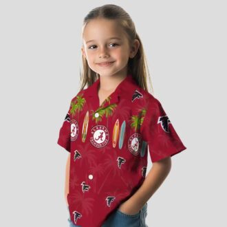 Tropical Atlanta Falcons Surfboard Hawaiian Shirt for Men - Red Palm Design
