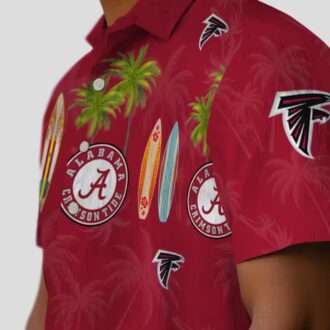 Tropical Atlanta Falcons Surfboard Hawaiian Shirt for Men - Red Palm Design