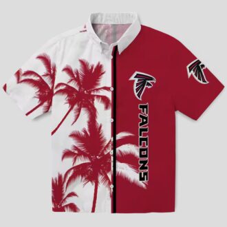 Tropical Palm Tree Atlanta Falcons Hawaiian Shirt, Red & White NFL Fan Apparel