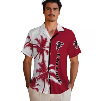 Tropical Palm Tree Atlanta Falcons Hawaiian Shirt, Red & White NFL Fan Apparel