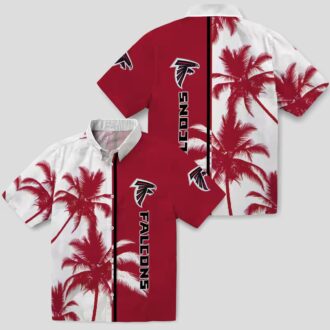 Tropical Palm Tree Atlanta Falcons Hawaiian Shirt, Red & White NFL Fan Apparel