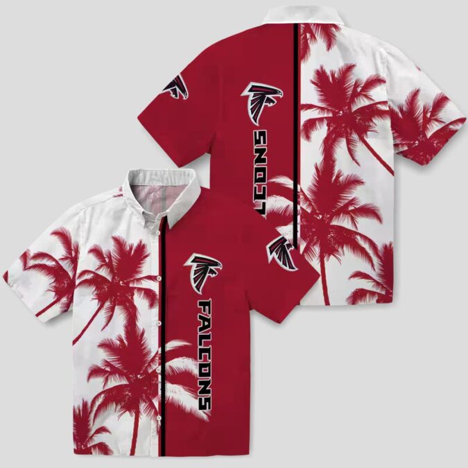 Tropical Palm Tree Atlanta Falcons Hawaiian Shirt, Red & White NFL Fan Apparel