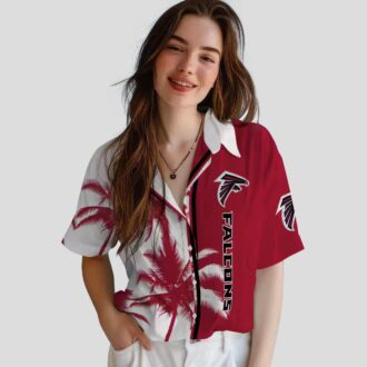 Tropical Palm Tree Atlanta Falcons Hawaiian Shirt, Red & White NFL Fan Apparel