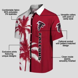 Tropical Palm Tree Atlanta Falcons Hawaiian Shirt, Red & White NFL Fan Apparel