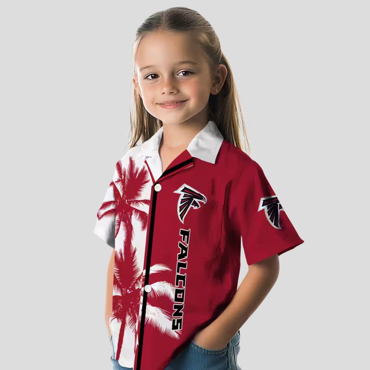 Tropical Palm Tree Atlanta Falcons Hawaiian Shirt, Red & White NFL Fan Apparel