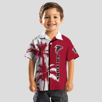 Tropical Palm Tree Atlanta Falcons Hawaiian Shirt, Red & White NFL Fan Apparel