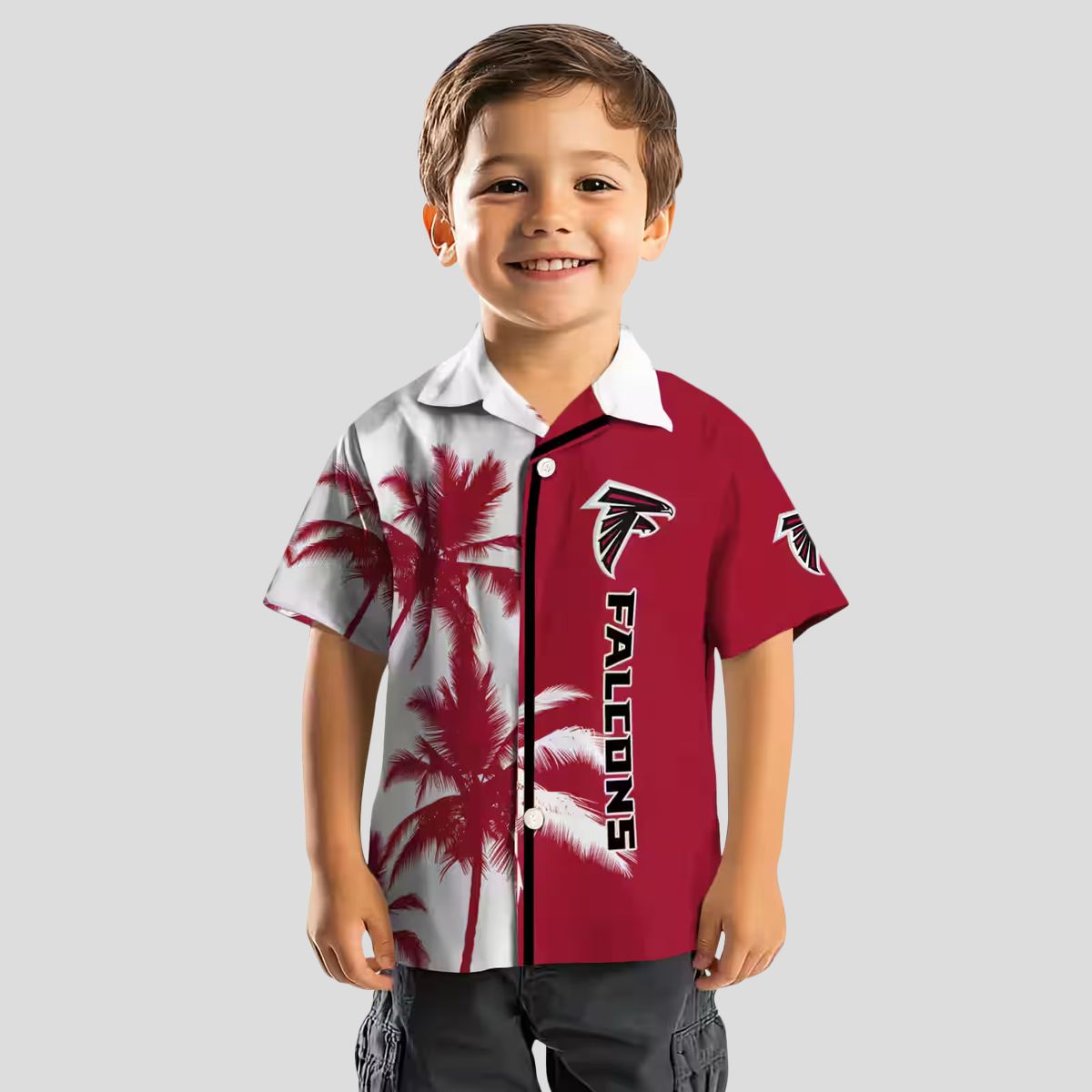 Tropical Palm Tree Atlanta Falcons Hawaiian Shirt, Red & White NFL Fan Apparel