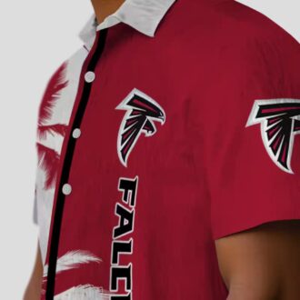 Tropical Palm Tree Atlanta Falcons Hawaiian Shirt, Red & White NFL Fan Apparel