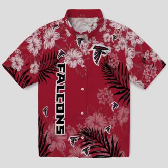 Tropical Red Hibiscus Print Atlanta Falcons Hawaiian Shirt, Tropical NFL Summer Apparel