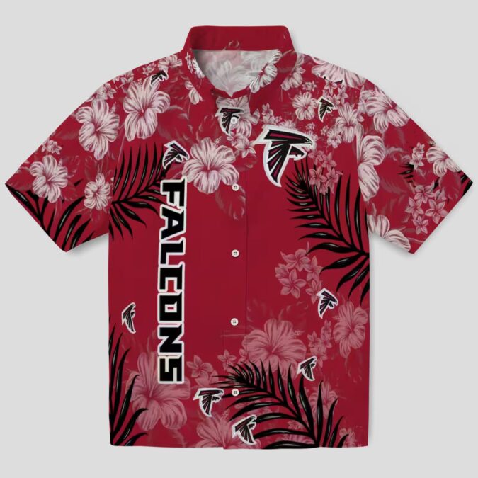 Tropical Red Hibiscus Print Atlanta Falcons Hawaiian Shirt, Tropical NFL Summer Apparel