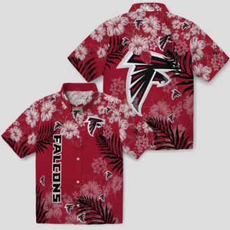 Tropical Red Hibiscus Print Atlanta Falcons Hawaiian Shirt, Tropical NFL Summer Apparel