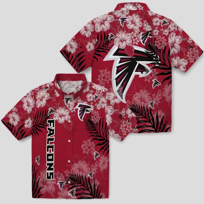 Tropical Red Hibiscus Print Atlanta Falcons Hawaiian Shirt, Tropical NFL Summer Apparel