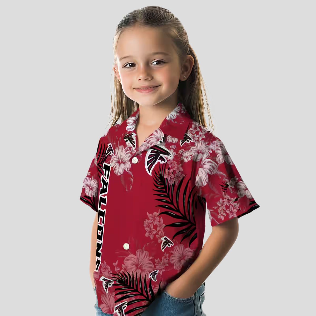 Tropical Red Hibiscus Print Atlanta Falcons Hawaiian Shirt, Tropical NFL Summer Apparel