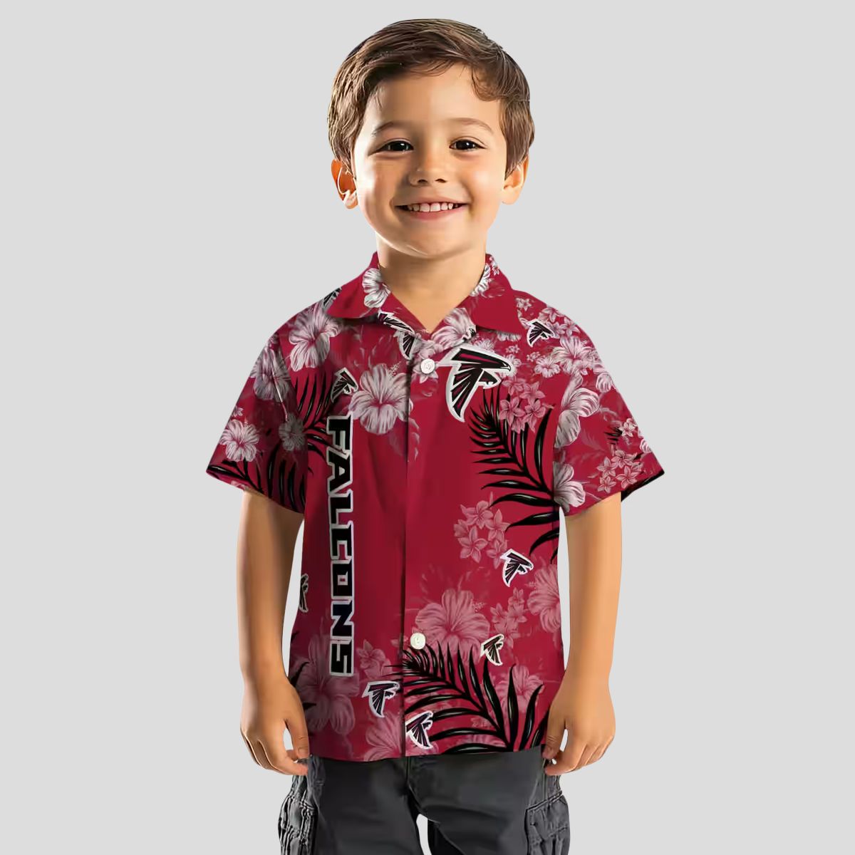 Tropical Red Hibiscus Print Atlanta Falcons Hawaiian Shirt, Tropical NFL Summer Apparel