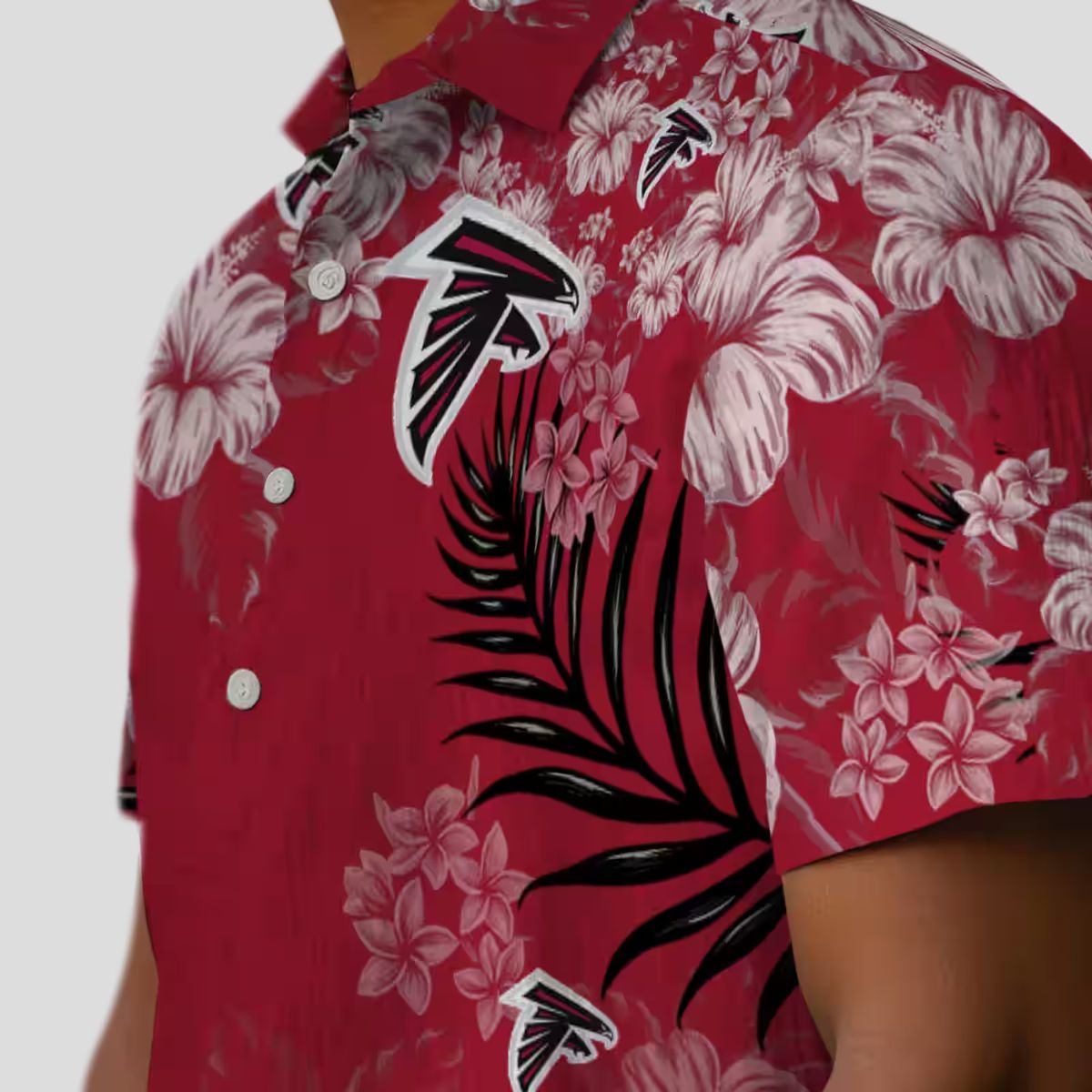 Tropical Red Hibiscus Print Atlanta Falcons Hawaiian Shirt, Tropical NFL Summer Apparel