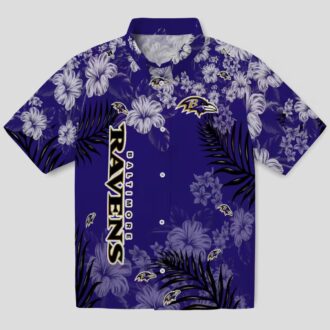 Baltimore Football Fanwear – Purple Hibiscus Floral Aloha Hawaiian Shirt