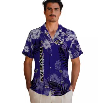 Baltimore Football Fanwear – Purple Hibiscus Floral Aloha Hawaiian Shirt