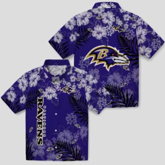 Baltimore Football Fanwear – Purple Hibiscus Floral Aloha Hawaiian Shirt