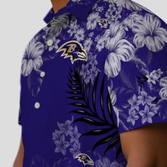 Baltimore Football Fanwear – Purple Hibiscus Floral Aloha Hawaiian Shirt