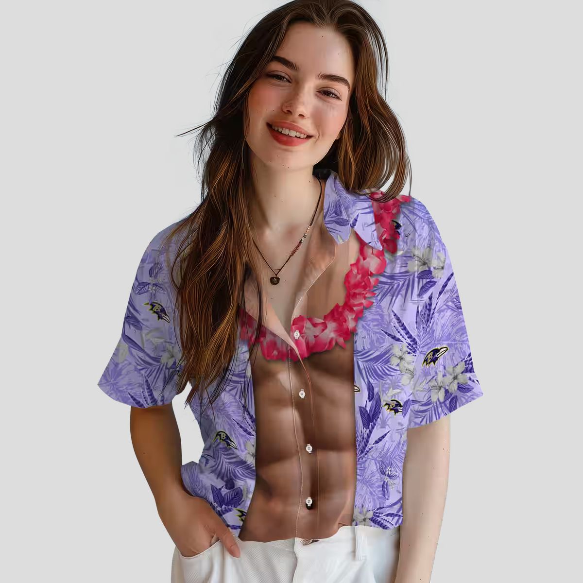Baltimore Ravens Chest Illusion Hawaiian Shirt - Game Day & Summer Outfit