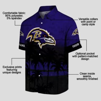 Baltimore Ravens Game Day Aloha Shirt - Sunset Pattern Purple Black Hawaiian Shirt